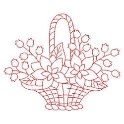 Redwork Flower Baskets 05(Sm) machine embroidery designs