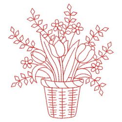 Redwork Flower Baskets 07(Md) machine embroidery designs