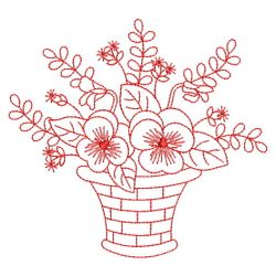 Redwork Flower Baskets 08(Sm) machine embroidery designs