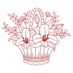 Redwork Flower Baskets 12(Sm)