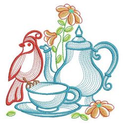 Tea Time Bird 03(Lg) machine embroidery designs