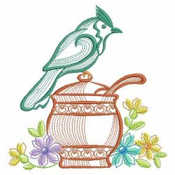 Tea Time Bird 07(Lg) machine embroidery designs