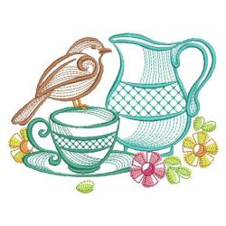 Tea Time Bird 09(Sm) machine embroidery designs