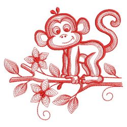 Redwork Little Monkey 03(Lg) machine embroidery designs