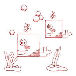 Redwork Shaped Sea Animals 02(Md)