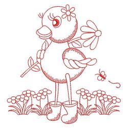 Redwork Spring Duck 01(Lg) machine embroidery designs