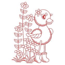 Redwork Spring Duck 04(Md) machine embroidery designs
