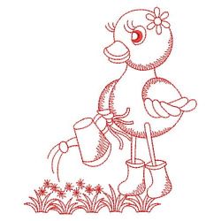 Redwork Spring Duck 08(Lg) machine embroidery designs