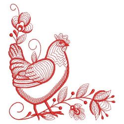 Redwork Chickens 04(Md) machine embroidery designs