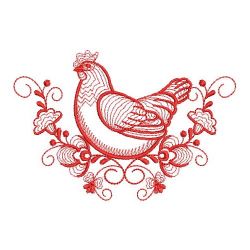 Redwork Chickens 07(Md) machine embroidery designs