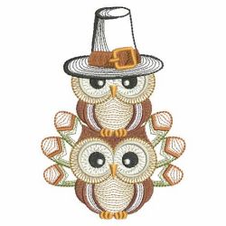 Thanksgiving Owls 05 machine embroidery designs
