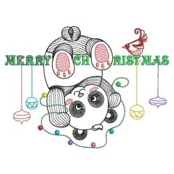 Rippled Christmas Panda 10(Md) machine embroidery designs