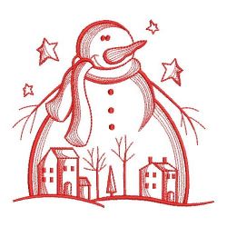 Redwork Country Snowman 01(Md) machine embroidery designs