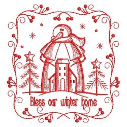 Redwork Country Snowman 10(Md) machine embroidery designs