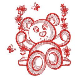 Redwork Cute Teddy Bear 05(Md) machine embroidery designs