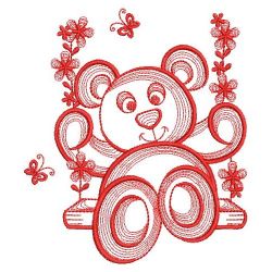 Redwork Cute Teddy Bear 05(Lg)