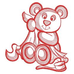 Redwork Cute Teddy Bear 08(Lg)