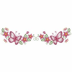 Colorful Butterfly Pillowcase Borders 02 machine embroidery designs