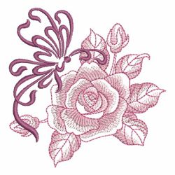 Sketched Roses and Butterfly 01 machine embroidery designs