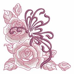 Sketched Roses and Butterfly 02 machine embroidery designs