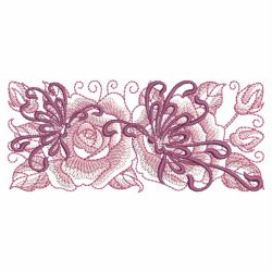 Sketched Roses and Butterfly 03 machine embroidery designs