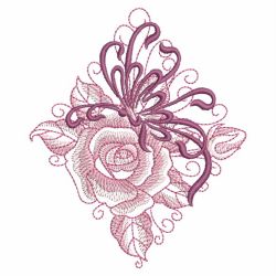 Sketched Roses and Butterfly 05 machine embroidery designs