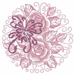 Sketched Roses and Butterfly 07 machine embroidery designs