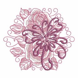 Sketched Roses and Butterfly 09 machine embroidery designs