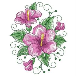 Watercolor Hibiscus 07(Md) machine embroidery designs