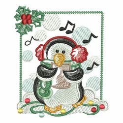 Sketched Christmas Penguin machine embroidery designs