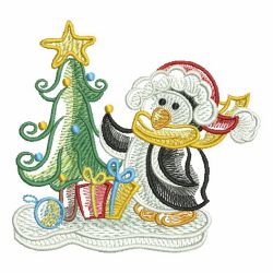 Sketched Christmas Penguin 09 machine embroidery designs