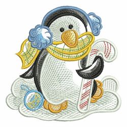 Sketched Christmas Penguin 10 machine embroidery designs