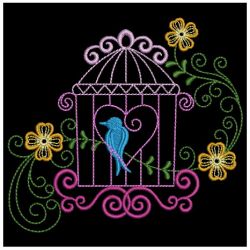 Colorful Birdcages Silhouette 02(Lg) machine embroidery designs