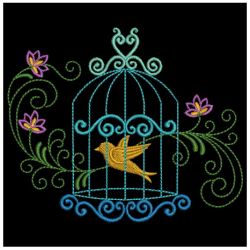 Colorful Birdcages Silhouette 07(Sm) machine embroidery designs