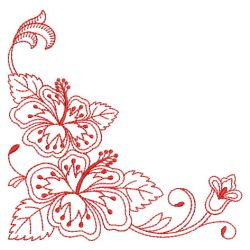Redwork Heirloom Hibiscus 02(Sm) machine embroidery designs