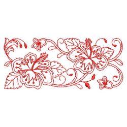 Redwork Heirloom Hibiscus 03(Sm) machine embroidery designs