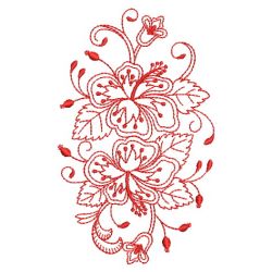 Redwork Heirloom Hibiscus 04(Md) machine embroidery designs
