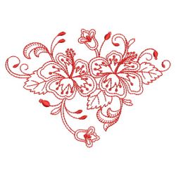 Redwork Heirloom Hibiscus 05(Md) machine embroidery designs