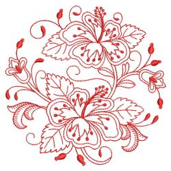 Redwork Heirloom Hibiscus 06(Lg) machine embroidery designs