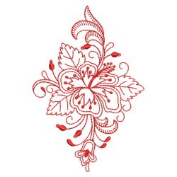 Redwork Heirloom Hibiscus 07(Lg) machine embroidery designs