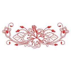 Redwork Heirloom Hibiscus 08(Md) machine embroidery designs