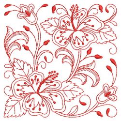 Redwork Heirloom Hibiscus 09(Sm) machine embroidery designs