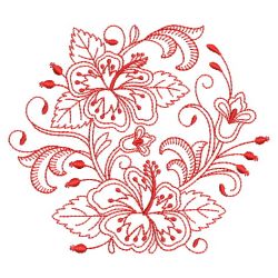 Redwork Heirloom Hibiscus 10(Lg) machine embroidery designs