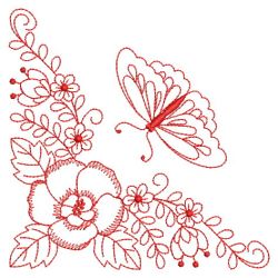 Redwork Butterfly Corners 01(Lg) machine embroidery designs