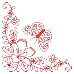 Redwork Butterfly Corners 02(Lg)