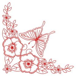 Redwork Butterfly Corners 03(Sm) machine embroidery designs