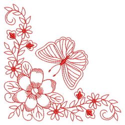 Redwork Butterfly Corners 04(Lg) machine embroidery designs