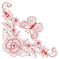 Redwork Butterfly Corners 05(Lg) machine embroidery designs