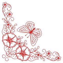 Redwork Butterfly Corners 06(Sm) machine embroidery designs