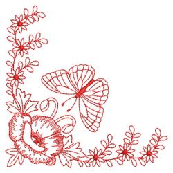 Redwork Butterfly Corners 07(Md) machine embroidery designs